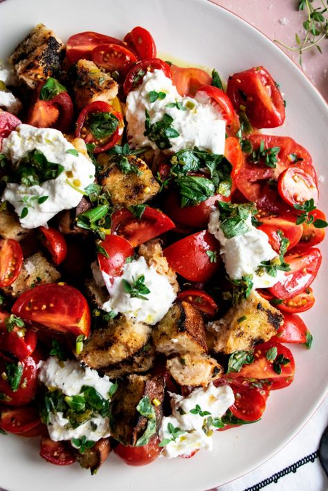 The Original Dish Recipes, Tomato Panzanella Salad, Panzanella Recipe, The Original Dish, Marinated Tomatoes, Panzanella Salad, Cooking Tomatoes, Barefoot Contessa, Eat Salad