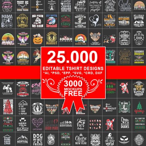 25k editable tshirts design vector template bundles for print on demand - Payhip Bundles Template, Tshirt Mockup Free, Print On Demand Business, Tshirts Design, Mockups Free, Free T Shirt Design, Coffee Girl, Family Cartoon, I Really Love You