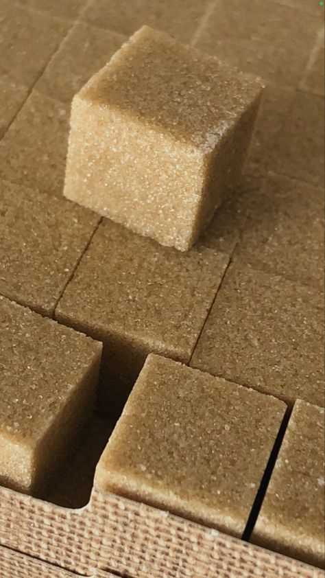 Raw Brown Sugar Cubes Sugar Cubes Aesthetic, Brown Sugar Aesthetic, Barista Essentials, Cube Aesthetic, Note Aesthetic, Carmel Brown, Sugar Cubes, Drinks Design, Natural Sugar