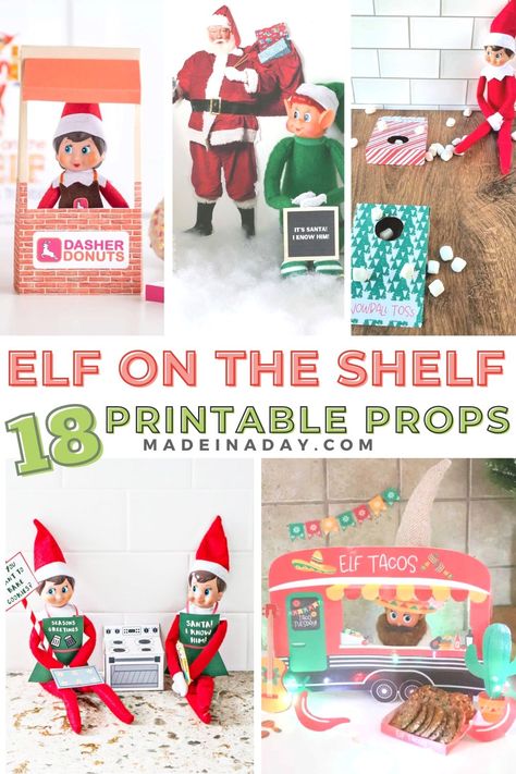 Add a little extra magic to your tradition this year with printable Elf on the Shelf props! Take your elf games up a notch and create silly mischievous scenes that are sure to delight the kids each day! elf on the shelf printable props, elf on shelf accessories, elf on the shelf props kit, elf on shelf props Elf On Shelf Props, Elf On The Shelf Props, Elf On Shelf Printables, Printable Elf On The Shelf, Elf Printables, Elf Games, Printable Props, Diy Christmas Decorations For Home, Props Free