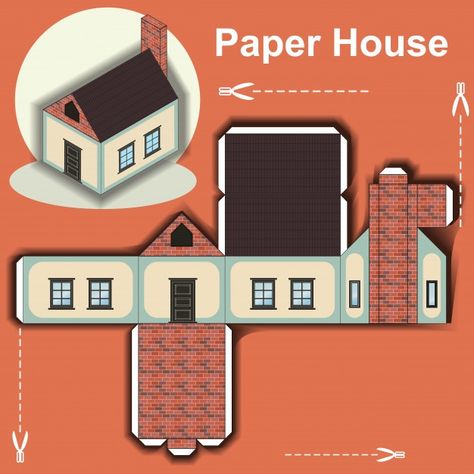 Paper House Printable, Paper Village, Paper House Template, Bear Template, Presentation Ideas For School, 3d Templates, Cat Template, Paper Dogs, House Template