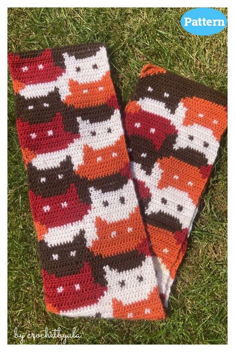 9 Kitty Cat Scarf Crochet Patterns - Page 2 of 2 Crochet Cat Scarf Pattern, Cat Pattern Sweater, Cat Bag Crochet, Cat Scarf Pattern, Scarf Crochet Patterns, Paw Gloves, Crochet Cat Toys, Crocheted Animals, Chat Crochet