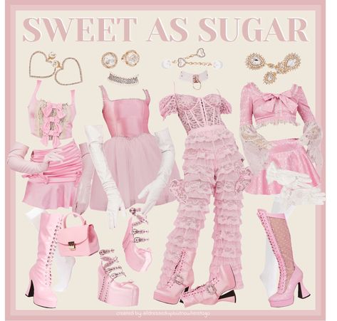 Cute Pink Stage Outfits, Melanie Martinez Fashion Outfits, Pink Kpop Outfit Ideas, Kpop Pink Outfits Ideas, Pastel Halloween Outfit, Pink Character Costumes, Melanie Martinez High School Sweethearts Full Outfit, Melanie Martinez Aesthetic Art, Kpop Stage Outfits Ideas Pink