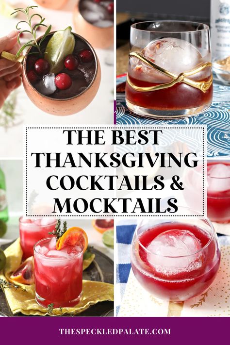 If you want to mix up drinks to serve on Thanksgiving, you are in the right place! Featuring seasonal ingredients like apple, pumpkin, cranberry and more, we've got 20+ cocktail and nonalcoholic drink recipe ideas for you, as well as tips and tricks for mixing drinks at a holiday gathering. #EasyEntertaining #SpeckledPalate Thanksgiving Mocktails, Mocktail Ideas, Nonalcoholic Drink, Thanksgiving Entree, Best Thanksgiving Appetizers, Recipe Menu, Nonalcoholic Drinks, Easy Mocktails, Cranberry Drinks