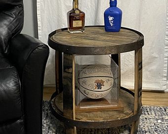 Wine Barrel Storage, Bourbon Barrel Table, Barrel End Table, Whiskey Barrel Table, Barrel Coffee Table, Whiskey Room, Man Cave Furniture, Oak Bar Stools, Barrel Projects