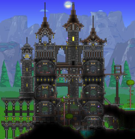 My castle in the jungle Simple Cabins, Terraria Castle, Terraria Game, Terrarium Base, Terraria House Ideas, Terraria House Design, Terraria House, Small Castles, Building Aesthetic