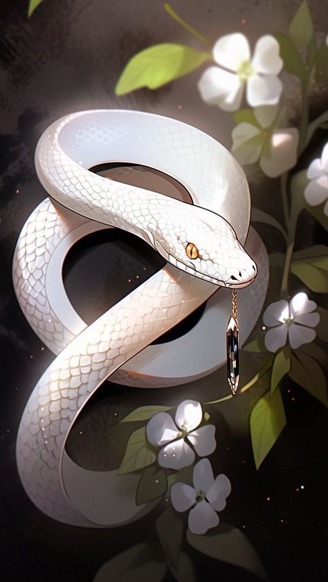 Snakes Cute Wallpaper, Albino Python Snake, Giant White Snake Fantasy Art, Snake Anime Art, White Snake Fantasy Art, White Snake Wallpaper, White Snake Aesthetic, Snake Concept Art, Snake Fanart