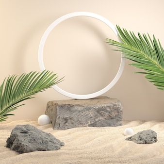 Premium Photo | Modern mockup stone podium with green leaf fall dept of field abstract background 3d render Product Background Ideas, Accessories Background, Statue Head, Rock Background, Photography Backdrops Diy, Mint Background, Beauty Products Photography, Frame Background, White Platform