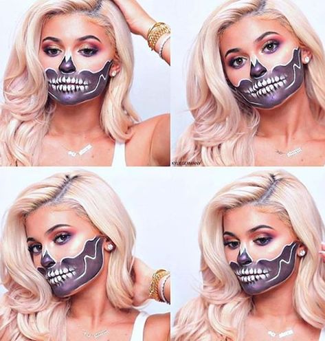 The ULTIMATE hallo-QUEEN @kyliejenner  #makeup #skull#Halloween #motd#halloweenmakeup#halloweenideas #selfie#fashion #inspo #halloween#halloweenmakeup#opticalillusion Kardashian Halloween Costume, Kylie Jenner Hair Color, Looks Kylie Jenner, Skeleton Makeup, Event Makeup, Kylie Jenner Makeup, Theatrical Makeup, Halloween Makeup Inspiration, Kylie Kristen Jenner