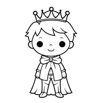 Prince And Princess Drawing, Prince Black And White, Prince Sketch, King Coloring Page, Picture Outline, Boy Cartoon Drawing, Prince Cartoon, English Gcse, Body Cartoon