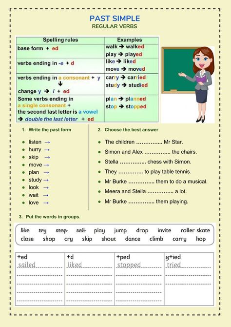 Past Tense Worksheet Regular Verbs, Past Simple Regular Verbs Worksheets, Past Simple Grammar, Past Worksheets, Past Simple Worksheets, Regular Verb, Past Tense Worksheet, Ingles Kids, Regular And Irregular Verbs