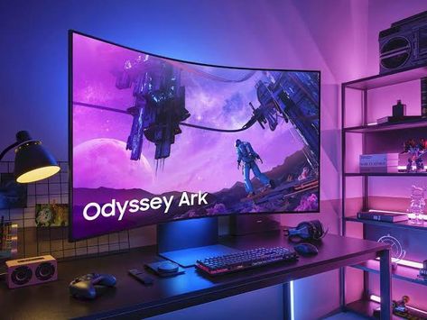 SAMSUNG Odyssey Ark 55-Inch Curved Gaming Screen, 4K UHD 165Hz 1ms (GTG) Quantum Mini-LED Gamer Monitor w/Cockpit Mode, Sound Dome Technology, Multi View, HDR10+ (S55BG970NN) 2022 Samsung Odyssey Ark, Samsung Odyssey, Xbox Game, Gaming Monitor, Gaming Room Setup, New Samsung, Built In Speakers, Dolby Atmos, Prime Day