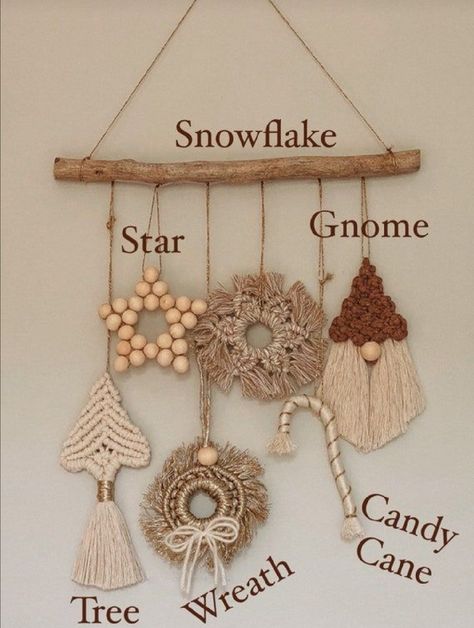 Snowflake Gnome, Macrame Holiday, Macrame Gnome, Macrame Christmas, Star Snowflake, Macrame Patterns Tutorials, Boho Christmas, Macrame Ideas, Macrame Decor