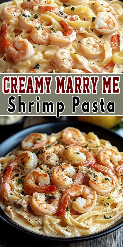 This Creamy Marry Me Shrimp Pasta is the ultimate comfort food! 🍤✨ With a creamy sauce and perfectly cooked shrimp, it’s the kind of dish that will make anyone say "yes"! Serve with a side of garlic bread and your favorite wine for a truly memorable meal. 🧄🍝 #CreamyShrimpPasta #PastaRecipes #ShrimpRecipes #MarryMePasta #ComfortFood #ShrimpLovers #DateNightDinner #DeliciousDinner Creamy Shrimp Scampi With Half And Half, Marry Me Shrimp Pasta All Recipes, Shrimp Marry Me Pasta, Shrimp Pasta With Cream Sauce, Mary Me Shrimp Pasta, Penne Shrimp Pasta, Meals To Make With Shrimp, Marry Me Shrimp Pasta Recipe, Shrimp Scampi Crockpot