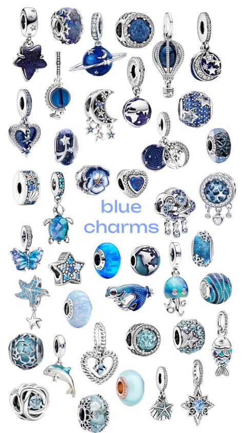 Pandora Charms Pink, Pandora Summer, Pandora Bracelet Charms Ideas, Pandora Bracelet Designs, Pandora Armband, Pandora Blue, Pandora Jewelry Charms, Preppy Jewelry, Blue Theme