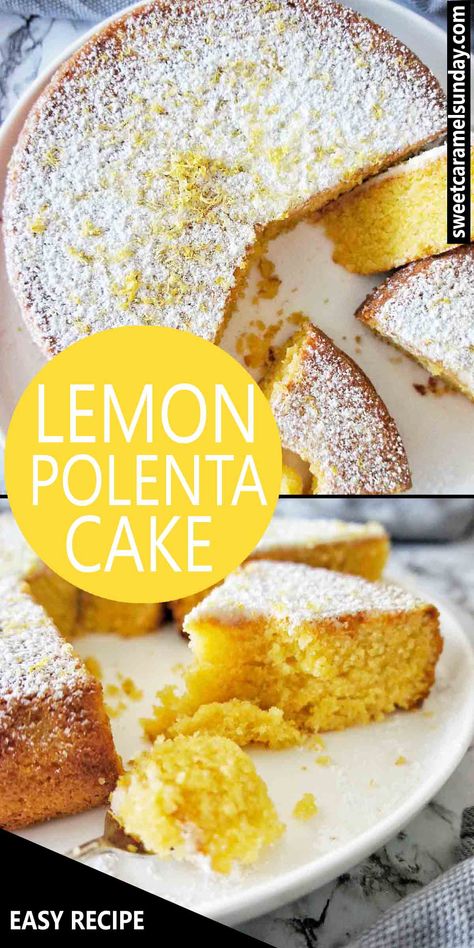 Orange Polenta Cake, Lemon Polenta, Lemon Polenta Cake, Cornmeal Recipes, Glutenfri Baking, Polenta Cake, Citrus Cake, Afternoon Tea Cakes, Polenta Cakes