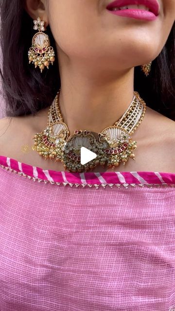 Mirana on Instagram: "Phulkari Multi Antique Designer Necklace Set 😍  Love for designer jewellery is an addiction 😍  For more details click the link in bio or visit our website www.miranajewels.com.  Also you can DM or reach us @+919413563838  #miranabymegha #diamondjewellery #latestjewellery #trendyjewelry #americandiamondjewellery #weddingjewellery #tyaanijewellery #reelsinstagram #reelitfeelit #trendingreels #jaipurjewellery #mjnecklace #reelkarofeelkaro #trending# Parineeti Wedding Jewellery, latestjewellery, Wedding Jewellery  Copy and Paste below link ##https://miranajewels.com/product/phulkari-multi-antique-designer-necklace-set/#" Latest Diamond Necklace Designs, Crystal Neckless, Trending Jewellery, American Diamond Jewellery, Set Love, Diamond Necklace Designs, Antique Bridal Jewelry, Designer Necklace, Wedding Jewellery