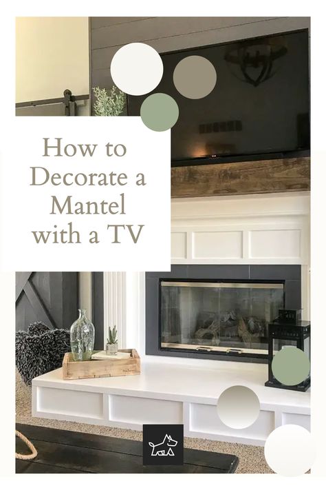 Discover the use of a minimalist approach to avoid clutter. This pin covers keeping mantel decor simple and understated, with a few strategically placed items, to prevent the area from feeling cluttered and to keep the focus on the TV. Fireplace Mantel Decor With Tv Above, How To Style Fireplace Mantel With Tv, How To Decorate A Mantel With A Tv, Mantle Styling With Tv, Mantle With Tv Decor, Fireplace Mantel Decor With Tv, Above Mantel Decor, Tv Mantle Decor, How To Style A Mantle