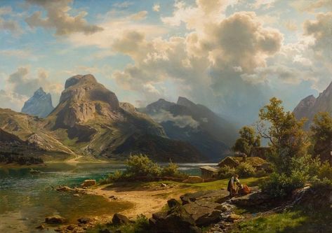 Albert Bierstadt Paintings, Lukisan Lanskap, Mountain Landscape Painting, Canvas Art Projects, Flower Painting Canvas, Easy Canvas Art, Landscape Art Painting, Modern Canvas Art, Classic Paintings