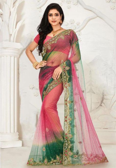 Saree Model, Online Shopping Sarees, Net Blouses, Festive Wedding, Desi Wear, Indian Saree Blouse, Wedding Pink, Indian Fashion Saree, Utsav Fashion