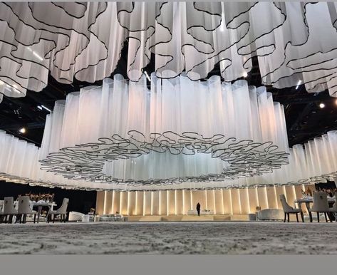 Net Decoration Ideas, Wedding Tent Decorations, Event Venue Spaces, Black And White Wedding Theme, Wedding Ceiling, Fabric Ceiling, Ceiling Draping, Wedding Entrance Decor, Lights Wedding Decor