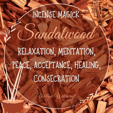 Sandalwood Incense Witchcraft, Sandalwood Witchcraft, Sandalwood Properties, Witchy Incense, Incense Witchcraft, Witch's Apothecary, Incense Magic, Granny Witch, Plant Symbolism