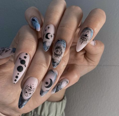 Maquillage Yeux Cut Crease, Horror Nails, Dark Nail, Witch Nails, Witchy Nails, Gothic Nails, Goth Nails, Edgy Nails, Nails 2023