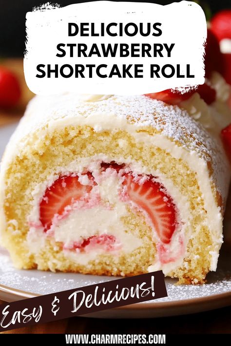 Treat yourself to a scrumptious Strawberry Shortcake Cake Roll, a delightful twist on the traditional dessert that’s sure to impress. This recipe features a light and fluffy sponge cake rolled with sweetened cream and fresh, juicy strawberries. Perfect for potlucks, birthdays, or any special occasion, this cake roll is simple to make and offers an elegant presentation. Serve it chilled for an airy dessert, and watch your friends and family flock to the table for a slice of this lovely strawberry treat. Strawberry Shortcake Sushi, Strawberry Shortcake Roll Cake, Strawberry Shortcake Sushi Roll, Strawberry Shortcake Roll Recipe, Strawberry Shortcake Roll, Jelly Rolls Recipe, Fluffy Sponge Cake, Sponge Cake Roll, Strawberry Roll Cake