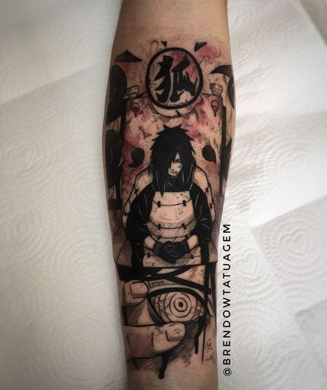 Madara Tattoo Ideas, Guy Vs Madara, Weeb Tattoos, Madara Uchiha Tattoo, Ace Tattoo One Piece, Uchiha Tattoo, Buddhist Symbol Tattoos, Tato Naruto, Jigoku Shōjo