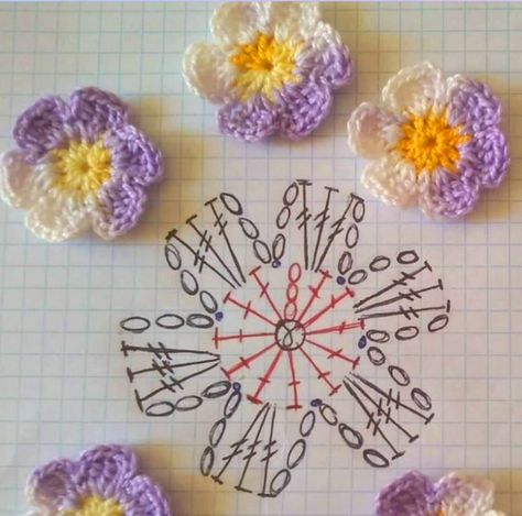 Simple Crochet Flower, Háčkované Lemy, Crochet Leaf Patterns, Crochet Flowers Free Pattern, Crochet Jewelry Patterns, Crocheted Flowers, Crochet Earrings Pattern, Pola Amigurumi, Simple Crochet