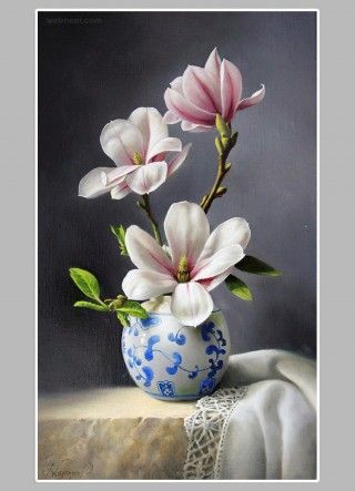 Deco Floral, Oil Painting Flowers, Magnolia Flower, Still Life Art, Flower Art Painting, Arte Floral, Still Life Painting, Flower Pictures, Ikebana