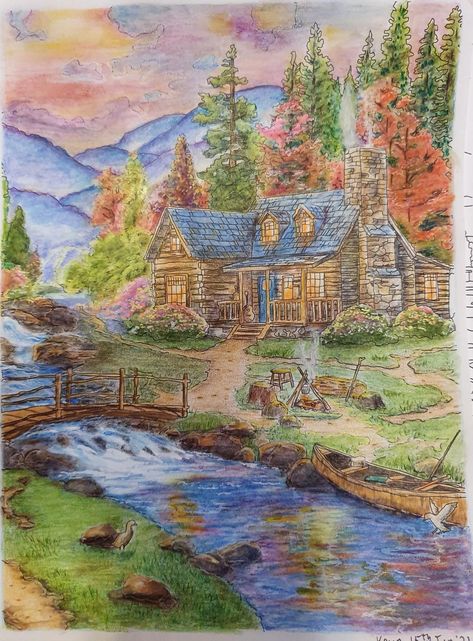 Fantasy Color Pencil Art, Landscape Painting With Colored Pencils, Colored Pencil Building Drawing, Color Pencil Water Drawing, Art Sketches Pencil Colour, Scenery With Pencil Colour, Nature Drawing With Colored Pencils, Pencil Color Scenery, Pencil Colour Sketches Landscape