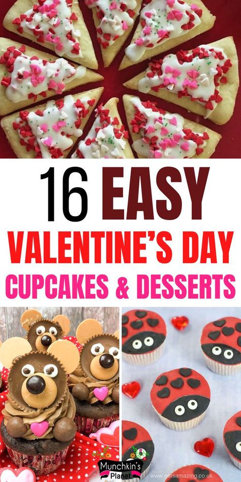 Easy Valentine’s Day Cupcakes And Desserts Recipes Cute Dessert Recipes, School Valentines Treats, Diy Party Treats, Kids Valentines Day Treats, Valentine Sweet Treats, Diy Valentine's Treats, Oreo Truffle, School Party Ideas, Homemade Valentine