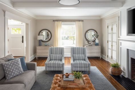 Modernized Center Hall Colonial - Modern - Living Room - New York - by RTH Building Company | Houzz Center Hall Colonial Living Room, Colonial Modern, Colonial Living Room, Colonial Revival House, Colonial Interior Design, Center Hall Colonial, Living Room New York, Hall And Living Room, Colonial Interior