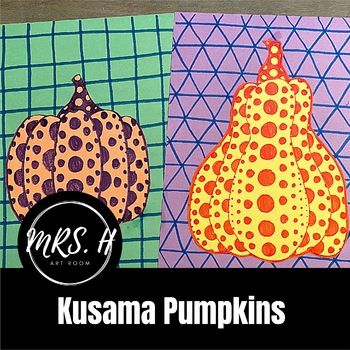 Students learn about Yayoi Kusama and create pumpkin drawings with her famous patterns to create bright colorful artwork.Materials needed: Construction paper, markers, scissors & glueDays to complete project: 2-3 daysIncluded in this lesson:17 page lessonReference handoutTeacher DirectionsTeacher Example VideoBrief look at the artist Yayoi Kusama (slide & video)*bonus idea: extra day activity to extend practicing their drawing skills Dot Pumpkin Art, 5th Grade Fall Art Projects, Yahoo Kusama, Famous Patterns, Pumpkin Drawings, Halloween Art Lessons, Yayoi Kusama Pumpkin, Pumpkin Drawing, 2024 Art