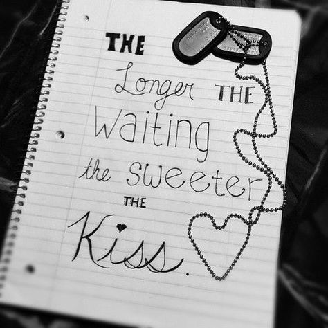 The longer the waiting the sweeter the kiss Basic Training Letters, Military Boyfriend, Marine Girlfriend, Deployment Ideas, Military Relationships, Army Girls, Army Wife Life, Marines Girlfriend, Open When Letters