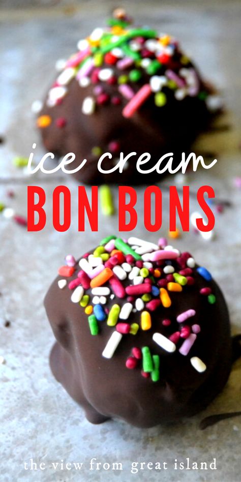 Ice Cream Bon Bons are homemade chocolate covered ice cream bites, just like the ones in the freezer aisle, but better! Customize with your favorite flavors! #easy #recipe #icecream #magicshell #chocolate #dessert #kids #dessert #frozen Ice Cream Bon Bons Recipe, Chocolate Covered Ice Cream, Easy Homemade Ice Cream, Ice Cream Bites, Easy Ice Cream Recipe, Easy Ice Cream, Homemade Ice Cream Recipes, Flavor Ice, Healthy Ice Cream