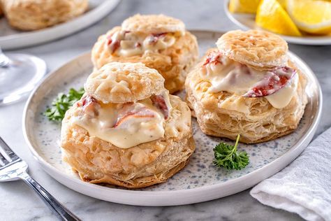 Lobster Newburg Recipes, Seafood Newburg Recipe, Seafood Newburg, Lobster Newburg, Tyler Florence Recipes, Buttery Shrimp, Lobster Thermidor, Coquille St Jacques, Baked Scallops