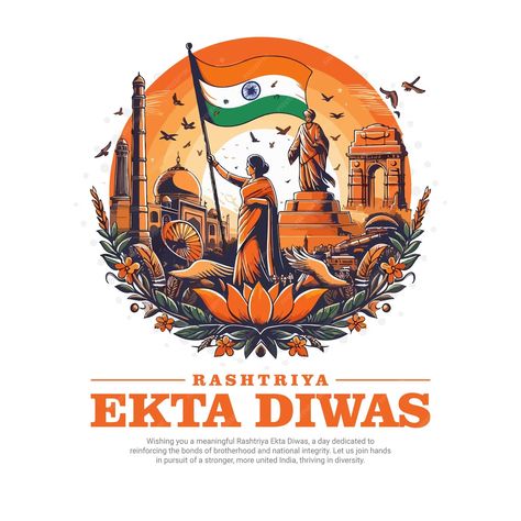 Rashtriya Ekta Diwas and National Unity Day social media post banner template | Premium AI-generated vector Rashtriya Ekta Diwas, National Unity Day, Farmers Day, Unity Day, Banner Template, Media Post, Social Media Post, Graphic Resources, Composition