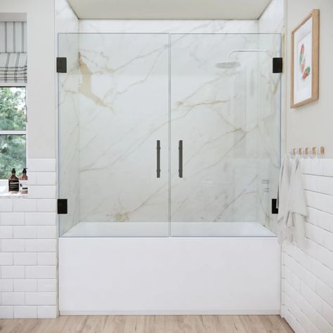 Build A Custom Glass Bathtub Door | Dulles Glass and Mirror Bathtub With Glass Door, Glass Shower Tub, Tub With Glass Door, Glass Bathtub, Bathtub Enclosures, Bathroom Shower Doors, Tub Enclosures, Glass Shower Door, Bathtub Doors