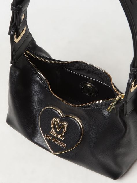 Find MOSCHINO Shoulder Bag on Editorialist. The Love Moschino shoulder bag features a heart-shaped logo with a gold-tone finish. This bag is designed with a top handle and is made to be worn on the shoulder. Moschino Bag, Moschino Bags, Logo With A, Black Shoulder Bag, Love Moschino, Black Love, Woman Colour, Shoulder Bag Women, Moschino