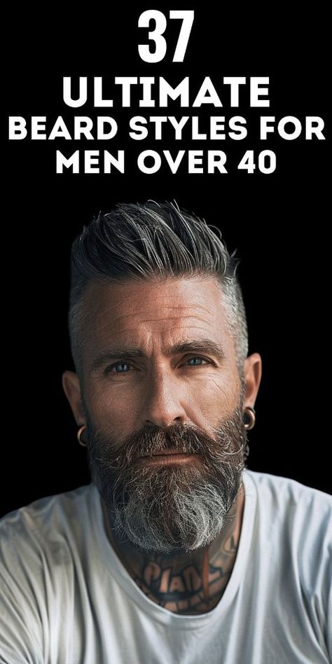 Navigating your 40s doesn't mean giving up on style. On the contrary, it's time to refine it with our collection of 37 beard styles specifically selected for men over 40. These styles blend traditional elegance with modern trends, ensuring your beard isn't just a statement of age but a testament to timeless sophistication. Rugged Hipster Men, Beard Styling Tips, Mens Over 50 Hairstyles, Men’s Style Beard, Men’s Haircut And Beard, Men’s Hairstyles Over 40, Beard And Hairstyle For Men, Buzzcut With Beard, Faded Beard Styles For Men