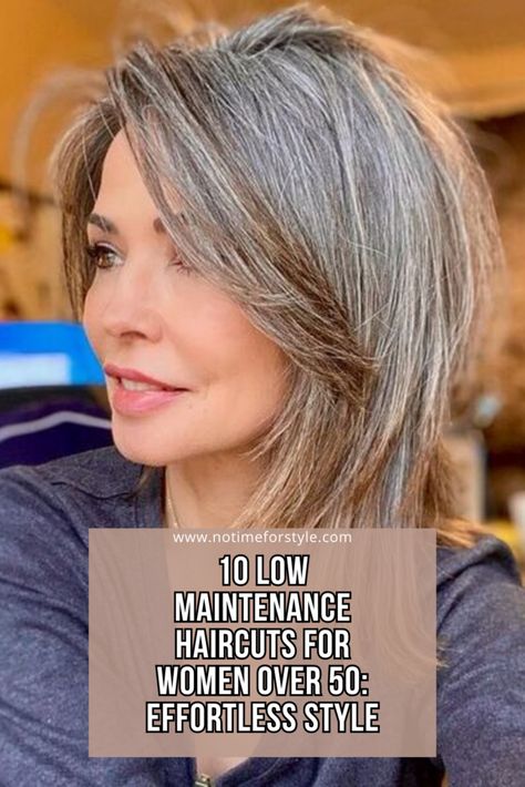 10 Low Maintenance Haircuts for Women Over 50: Effortless Style — No Time For Style Shoulder Length Hair Styles For Women, Low Maintenance Haircuts For Women, Moda Over 40, Haircuts For Women Over 50, Old Hairstyles, Low Maintenance Haircut, Bob Haircut For Fine Hair, Low Maintenance Hair, Shoulder Length Hair Cuts