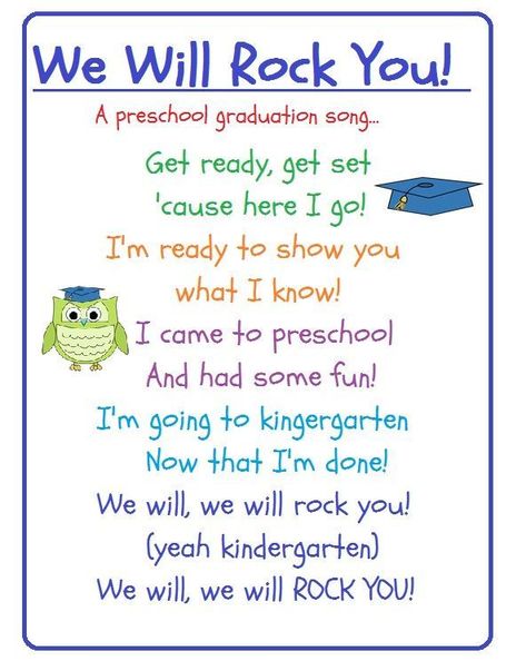 Graduation Preschool Graduation Poems, Preschool Graduation Songs, Preschool Graduation Theme, Kindergarten Graduation Songs, Vpk Graduation, Preschool Friendship, Graduation Kindergarten, Preschool Graduation Party, Preschool Poems