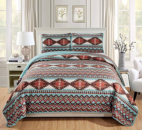 Navajo Bedding, Western Bedspreads, Turquoise Bedspread, Southwestern Bedding, Southwestern Quilts, Western Quilts, Western Bedroom Decor, Bedspreads Comforters, Western Bedding