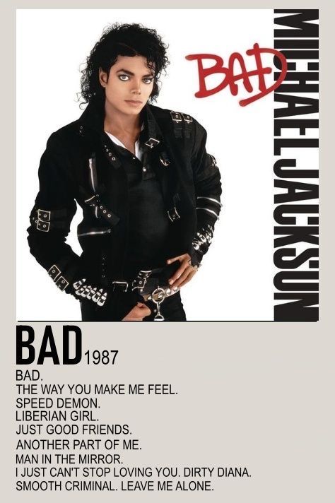 Michael Jackson Bad Album, Michael Jackson Album Covers, Mj Songs, Bad Michael, Michael Jackson Poster, Liberian Girl, Worst Album Covers, Minimalist Music, Album Posters