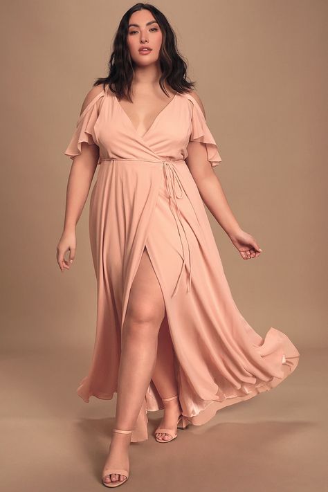 The Best Spring Bridesmaid Dresses 2020 | Junebug Weddings Prom Dress Websites, Blush Pink Maxi Dress, Spring Bridesmaid Dresses, Unique Bridesmaid Dresses, Plus Size Bridesmaid, Wrap Maxi Dress, Easy Listening, Different Dresses, Dresses 2020