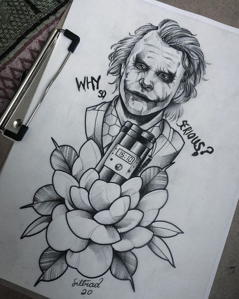 Tatuador - Thiago Siltrad on Instagram: “Joker. ( Heath Ledger) Desenho disponível para tatuar comigo. Interessados chamar no DM. #mariposatattoo #tattooapprentice #tattoo…” The Joker Tattoo, Why So Serious Joker, Jordan Tattoo, Joker Heath Ledger, Best Cover Up Tattoos, Joker Tattoo Design, Mandala Tattoo Sleeve, Chicano Tattoos Sleeve, Joker Drawings