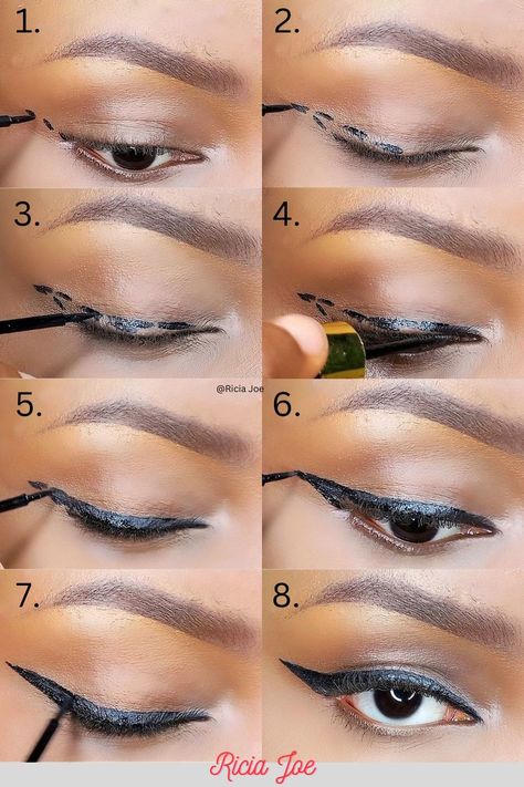 Wing Eyeliner Tutorial For Beginners, How To Perfect Winged Eyeliner, Applying Eyeliner For Beginners, How To Draw With Eyeliner, Easy Wing Liner Eye Tutorial, Eyeliner Guide Tool, How To Draw Perfect Winged Eyeliner, How To Properly Apply Eyeliner, Liquid Liner For Beginners