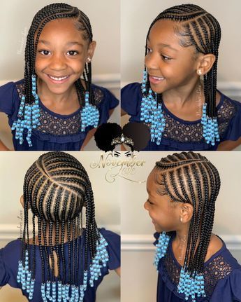 November Love on Instagram: “Children's Braids and Beads! Booking Link In Bio! #ChildrenHairStyles #BraidArt #ChildrensBraids #BraidsAndBeads #kidsbraidsatl…” Two Big French Braids, Simple Cornrows For Kids, Braids For Kids Natural Hair, Kids Cornrow Hairstyles Simple, Simple Cornrows For Natural Hair, Simple Hairstyles For Kids, Winter Natural Hairstyles, Kids Braids With Beads, November Love